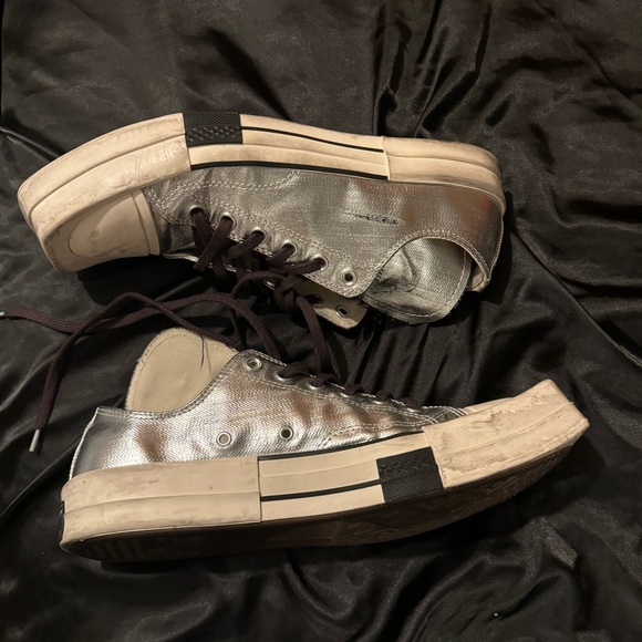 Rick Owens Silver and Cream Sneakers - Picture 7 of 8